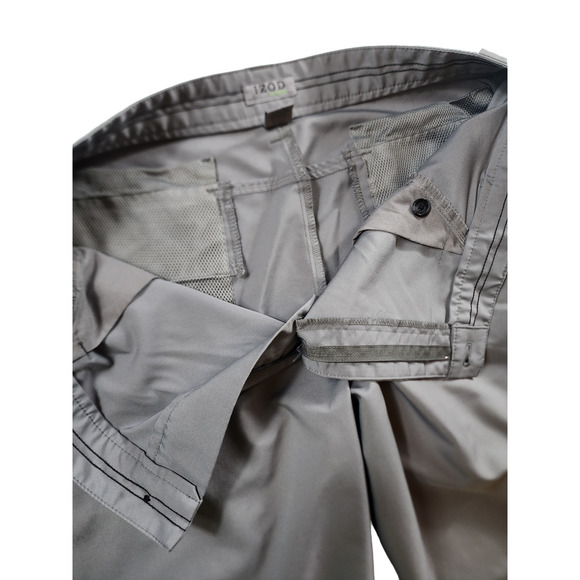 IZOD Golf Shorts Mens Size 36 Gray XFG Chino Flat Pockets Belt Loops Summer - Picture 10 of 16